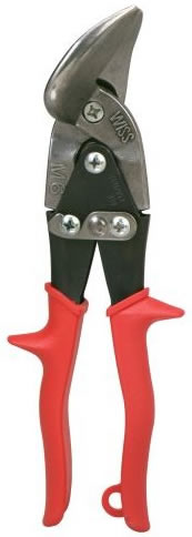 Offset Snips/9.25 inches, Cuts straight to left, alloy steel, red handle