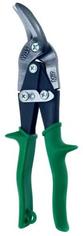 Offset Snips/9.25 inches, Cuts straight to right, alloy steel, green handle