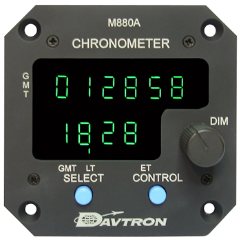 Chronometer/Digital Clock, Gmt, Lt & Et, 28 Volt, Night Vision Compatibility, Green A.   880A-S