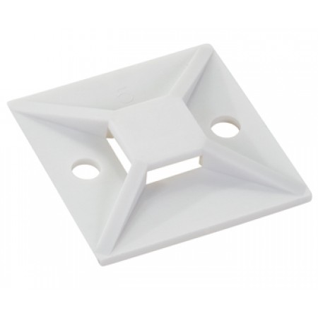 CABLE TIE MOUNT/Adhesive bases. White, .35 max tie width, 1.49 length/width, .19 hole diameter. For use with 18 lb-30 lb cable ties. MB5A10F4 pack of 100