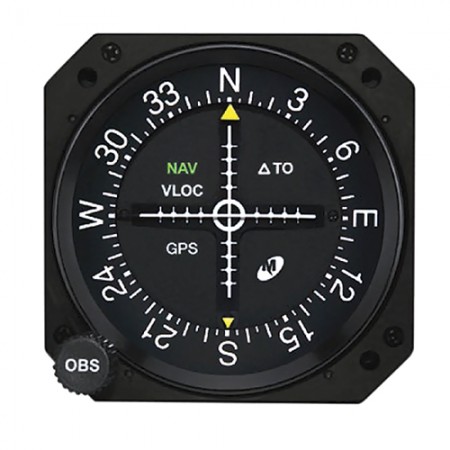 COURSE DEVIATION INDICATOR/3, Lighted, Glideslope and course datum.  LED annunciations for NAV, GPS, VLOC and To/From indication. True Omni Bearing Selector (OBS) course resolver output. Compatible with WAAS GPS receivers MD200-707