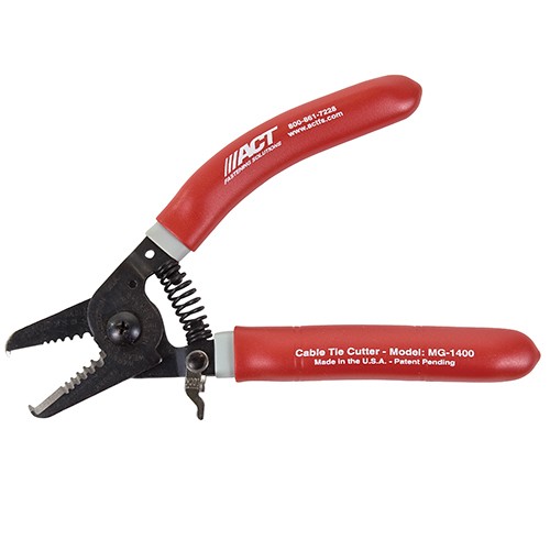 Cable Tie Cutter/Wire Stripper/12-22AWG. Special cutting tip designed to quickly and easily snip cable ties or lacing string from bundles of wire. MG-1400
