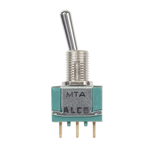 Toggle Switch/4PDT (4 pole double throw), On-Off-On, panel mount, terminal seal, gold flash over silver plating. 4-1437558-5