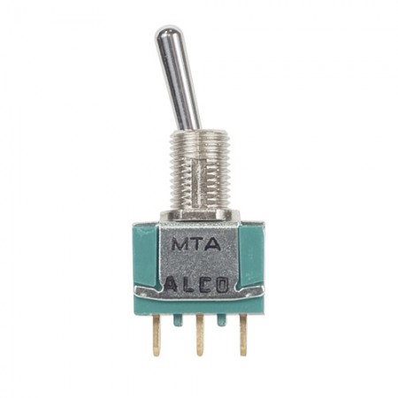 Toggle Switch/4PDT (4 pole double throw), On-Off-On, panel mount, terminal seal, gold flash over silver plating. 4-1437558-5