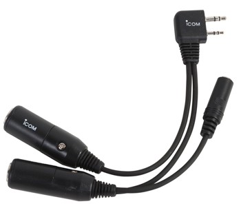 Headset Adapter/Use with IC-A14, IC-A14S, IC-A22, IC-A3, IC-A24, IC-A6. For use with general aviation dual plug headsets. Pa OPC499
