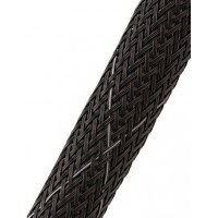 Aero Braided Sleeving/Nominal size 3/4, 75' mini roll, black with white tracer.  PFA-PFR-4-BT-0075