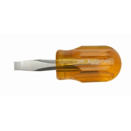 Phil Stub Screwdriver/1/4 in. x 1 1/4 in. square blade, amber handle S141 Phil Stub Screwdriver/1/4 in. x 1 1/4 in. square blade, amber handle S141