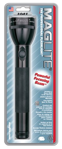 Mag-Lite Flashlight Display Box/Black, 2 C-cell batteries, equipped with two gas lamps.