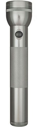 Mag-Lite Flashlight Display Box/Gray Pewter, 2 D-cell batteries, equipped with two gas lamps.