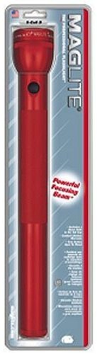 Mag-Lite Flashlight Hang Pack/Red, 5 D-cell batteries, equipped with two gas lamps.