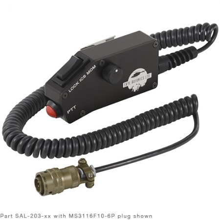 DROP CORD/MS3126F12-10P connector, volume control, 48 coil cord ICS switch (Lock-Mom), radio PTT SAL-202