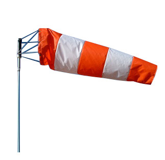 Windsock Only/36 X 144, orange and white stripes, brass eyelets, vinyl laminated polyester. 3612S