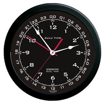 14 Zulu Time Wall Clock/Black ZT14-1