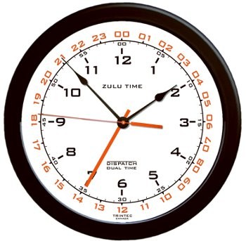 14 Zulu Time Wall Clock/White ZT14-2