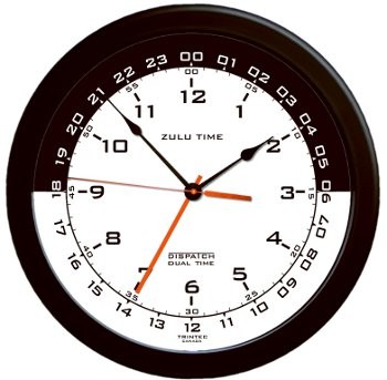 14 Zulu Time Wall Clock/Black and white ZT14-3