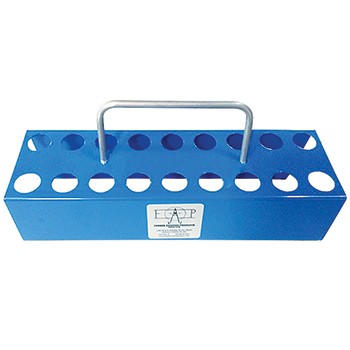 Aircraft Spark Plug Tray/Holds 18 spark plugs. Made with 18 gauge steel, retractable handle, rubber feet pads and blue powder coat finish.  