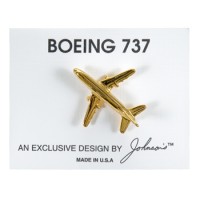 Aviation Pin/ Boeing 737 3D, gold plated, longest dimension 1-21/64 AV-B737-CTG Aviation Pin/ Boeing 737 3D, gold plated, longest dimension 1-21/64 AV-B737-CTG