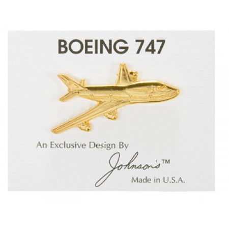 Aviation Pin/Boeing 747 Airplane, 2D, gold plated, longest dimension 1-1/16 AV-B747-TG Aviation Pin/Boeing 747 Airplane, 2D, gold plated, longest dimension 1-1/16 AV-B747-TG