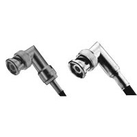 BNC CONNECTOR/Male, plug, 50 Ohms, 4 GHz, crimp, right angle, nickel. For use with RG-59, RG-59A, RG-59B, RG-62, RG-62A, RG-62B.  
