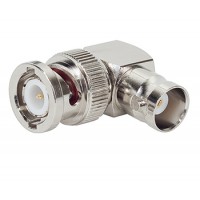 BNC CONNECTOR/Side 1: male, side 2: female, 50 ohms, nickle plating, right angle.  pack of 100