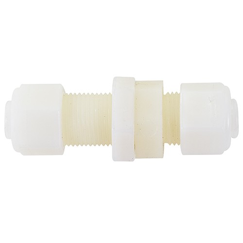 BULKHEAD UNION/NYLON/ Tube to Tube, 3/8 inch tube outside diameter. 282N06