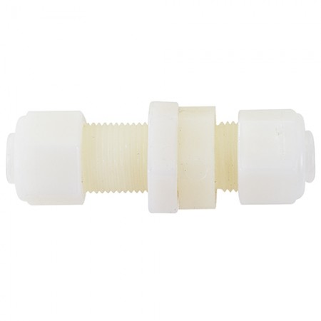 BULKHEAD UNION/NYLON/ Tube to Tube, 3/8 inch tube outside diameter. 282N06