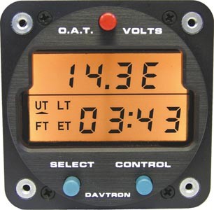 CHRONOMETER/Digital clock, 28V lighting, O.A.T. (outside air temperature) F & C/Includes: Temperature Probe/UT/LT/FT/ET digital clock 803-28V