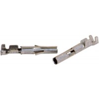 Contact/Female (socket), crimp, brass material, tin plating, 600 V, 19 A. Mate-N-Lok series. For use with 24-18 gauge wire. 350689-1 pack of 100