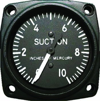 GYRO SUCTION GAUGE/2 1/4, 0-10HG, black and white dial  