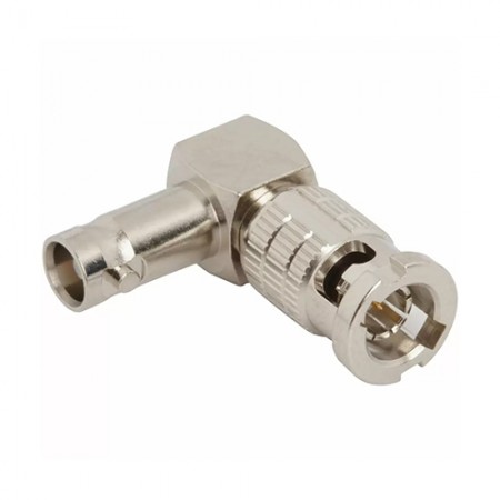 HD-BNC Plug to HD-BNC Jack, Right Angle, 75 Ohm, 12G Optimized 034-1111-12G
