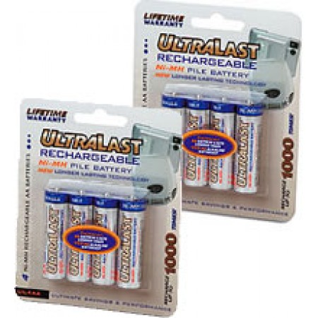 HIGH CAPACITY BATTERIES/Set of 8 NIMH Rechargeable AA batteries 2000mAhr. 0010-0218