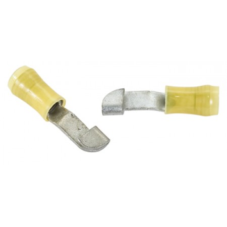 KNIFE SPLICE/Female, insulated, yellow, tin plating, copper material, nylon insulation, 32 mm in length, wire mount. PIDG series. For use with 12-10 gauge wire. 35762 pack of 100