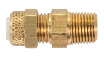 Male Connector/Brass/Tube to Male Pipe Thread , 1/4 inch tube outside diameter, 1/8 inch pipe thread. 268P04X02