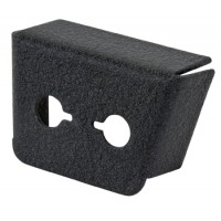 Mic and Phone Jack Mounting Bracket/Black wrinkle powder coat finish. 90 degree, under panel mount/2 Hole. Height: 1.5 Width: 2.3 Length: 1 Fap 09-2 Mic and Phone Jack Mounting Bracket/Black wrinkle powder coat finish. 90 degree, under panel mount/2 Hole. Height: 1.5 Width: 2.3 Length: 1 Fap 09-2