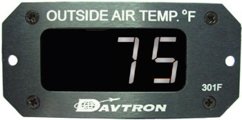 O.a.t. (outside Air Temperature) Gauge/Fahrenheit, White LED display, 14V to 28V input, Temperature range: -40 degrees to 199 degrees Fahrenheit 301F-WHT