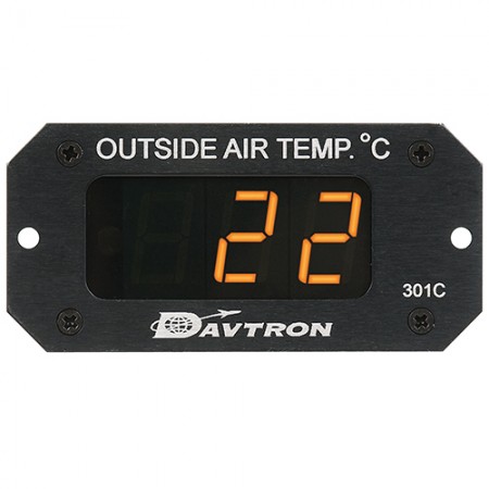 O.A.T. (OUTSIDE AIR TEMPERATURE) GAUGE/With 3 pin connector, Celsius, amber LED display, 14V - 28V input, temperature range: -40 degrees to 100 degrees Celsius. Includes temperature probe.  301C-A