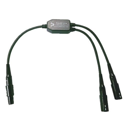 Headset Adapter/Dual Lemo 6 Pin, this adapter allows two panel powered headsets to be used in one panel power headset jack. Can be used with any headset using a 6 Pin Lemo plug. PA-72B