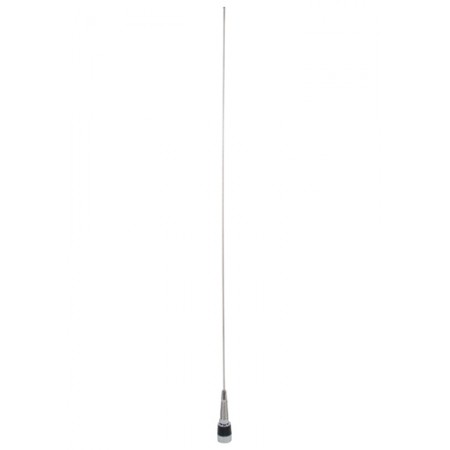 ANTENNA/VHF communications, fixed Mount, 118-137 MHz, spring loaded base, 17 cable with BNC Male Connector not attached. Has an Aluminum/Black Finish.  AV-7F