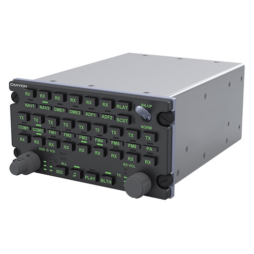 Titan Dzus Mounted Audio Management System, Stand-Alone Audio Controller/Rotorcraft and Fixed Wing. Nvis Grn B Lighting, includes 15 legends AMS-80-002