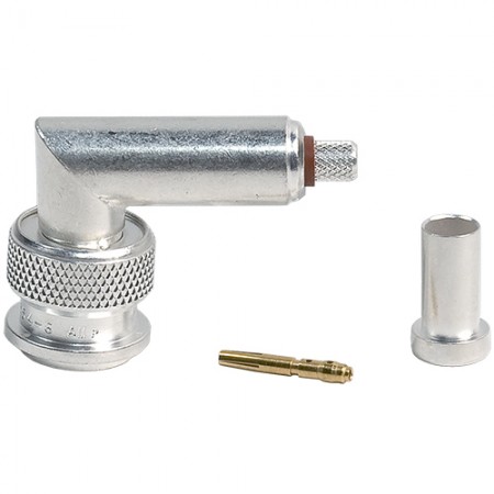 TNC CONNECTOR/Male, plug, right angle, 50 Ohms, 11 GHz, silver. For use with RG-142, RG-142A, RG-142B, RG-400.  2255546 pack of 100