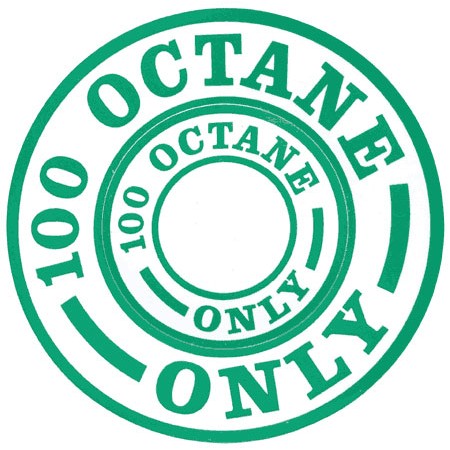 Round Fuel Placard Decal, Fuel 100 Octane Green ID 100 Round Fuel Placard Decal, Fuel 100 Octane Green ID 100