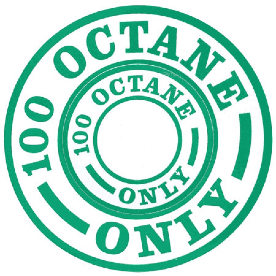 Round Fuel Placard Decal, Fuel 100 Octane Green, from ID ...