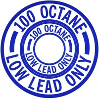 Round Fuel Placard Decal, Fuel 100 Octane Low Lead Blue ID Low Round Fuel Placard Decal, Fuel 100 Octane Low Lead Blue ID Low