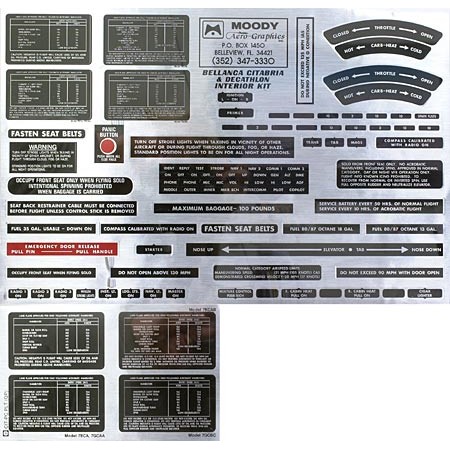 Interior Placard Decal Kit, Bellanca, Citabria, Decathlon Mdy BCIK-001 Interior Placard Decal Kit, Bellanca, Citabria, Decathlon Mdy BCIK-001
