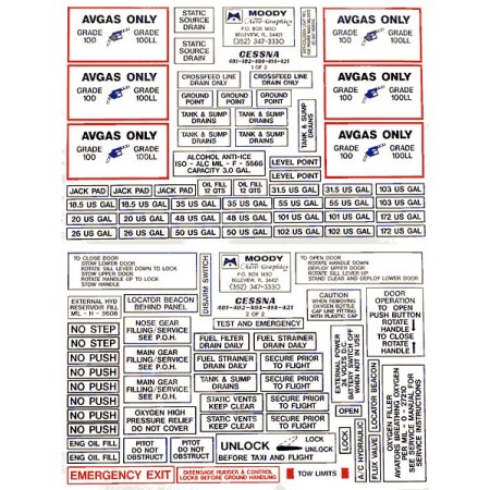 Exterior Placard Kit Cessna, 401, 402, 404, 421 Mdy CEK-002