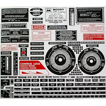 Interior Placard Kit Cessna, 180, 182, 185 MDY CIK-004