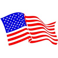 Decal US Flag, 12 inch x 21 inch Wavy Left or Right Mdy FG002-12