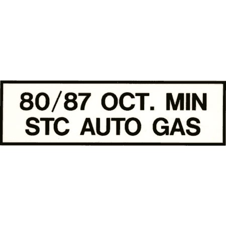 Fuel Decal 80/87 Astm, Spec D439 Small Mdy FP-007