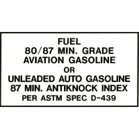 Fuel Decal 80/87 Astm, Spec D439 Large Mdy FP-008