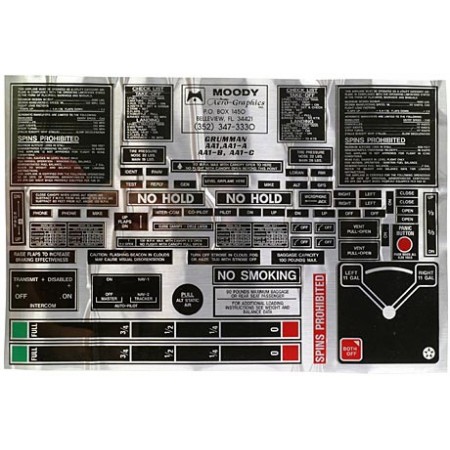 Interior Placard Kit Grumman, AA1, AA1A, AA1B, AA1C Mdy GIK-001 Interior Placard Kit Grumman, AA1, AA1A, AA1B, AA1C Mdy GIK-001